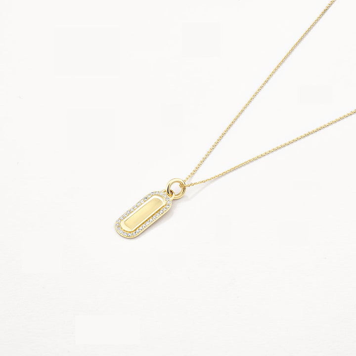 Diamond Engravable Bar Necklace in 10k Gold