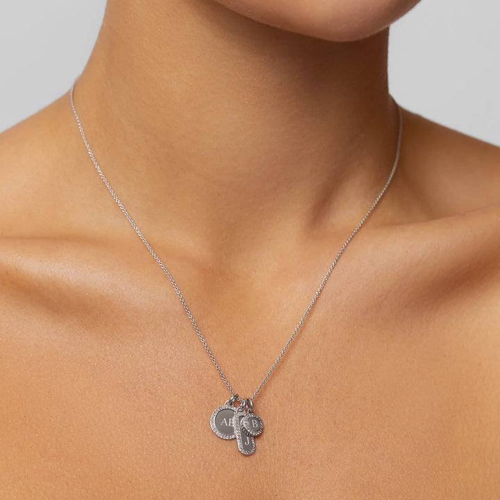Diamond Engravable Bar Necklace in Silver