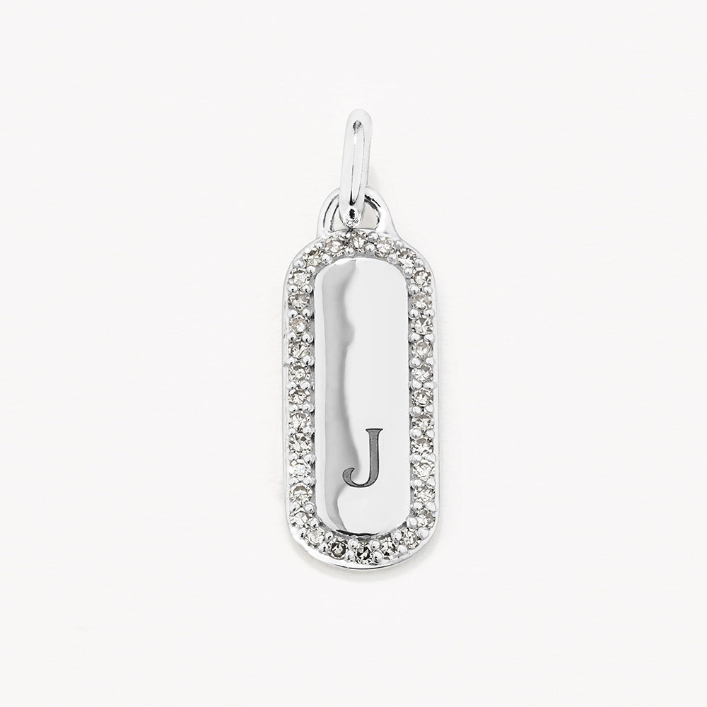 Diamond Engravable Bar Necklace in Silver
