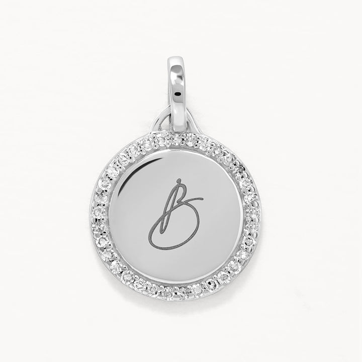 Medley Pendant Diamond Engravable Disc Necklace in Silver