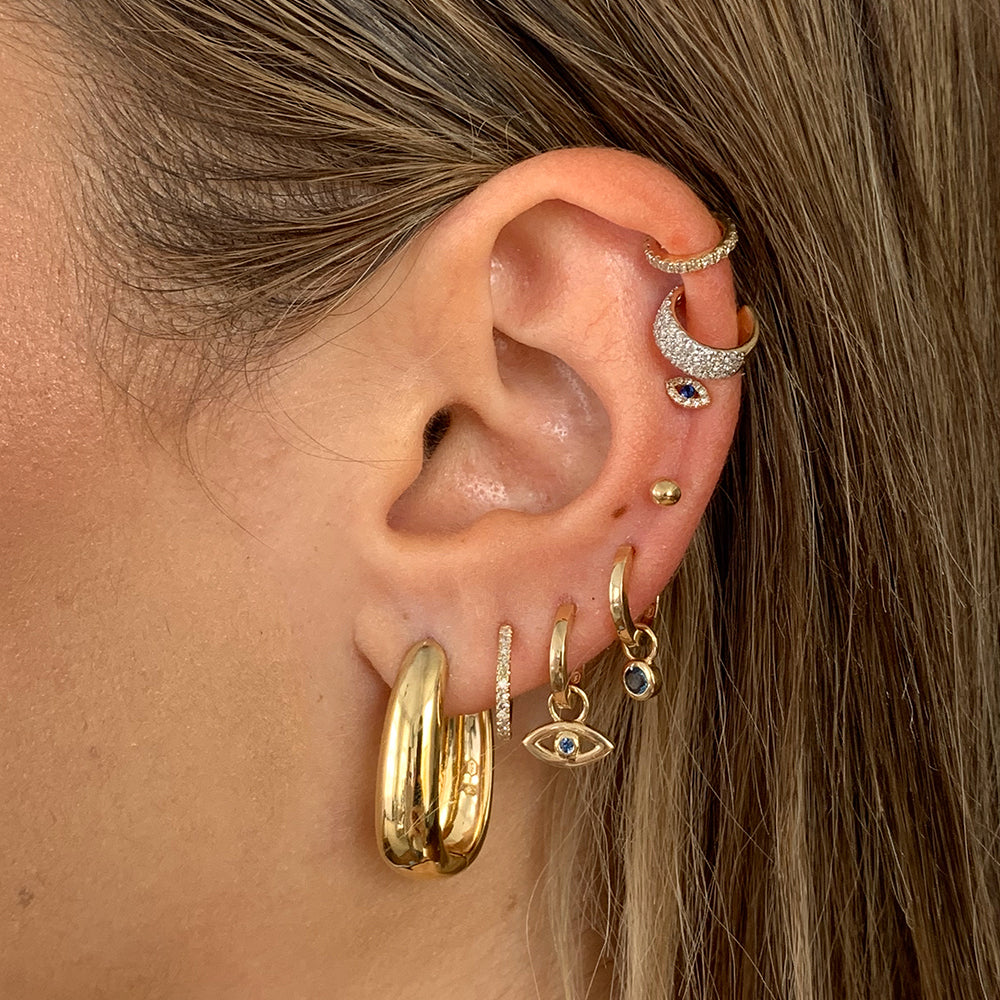 Diamond Evil Eye Helix Single Stud Earring in 10k Gold Medley