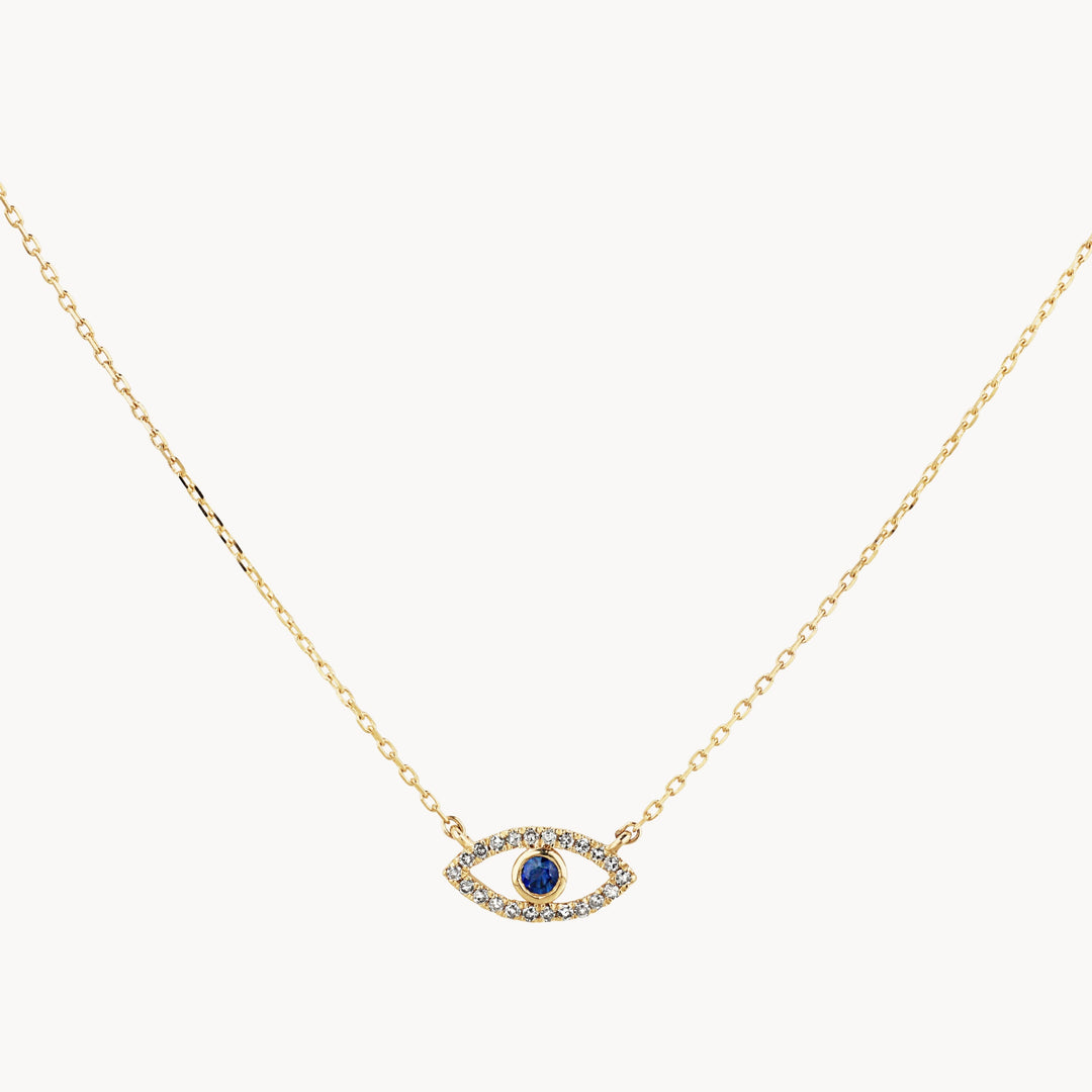 Diamond Evil Eye Necklace in 10k Gold
