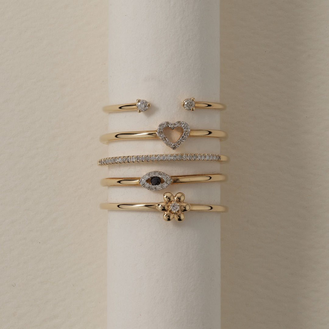 Medley Ring Diamond Evil Eye Ring in 10k Gold