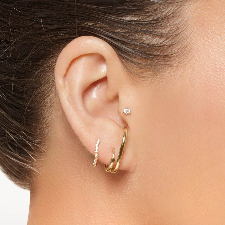 Medley Earrings Diamond Fine Wave Huggie Earrings in 10k Gold