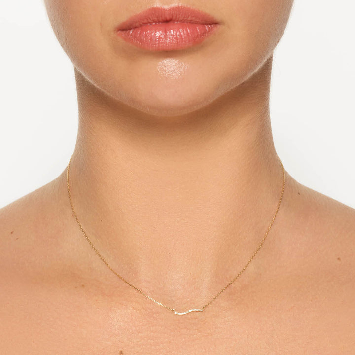 Diamond Fine Wave Necklace in 10k Gold