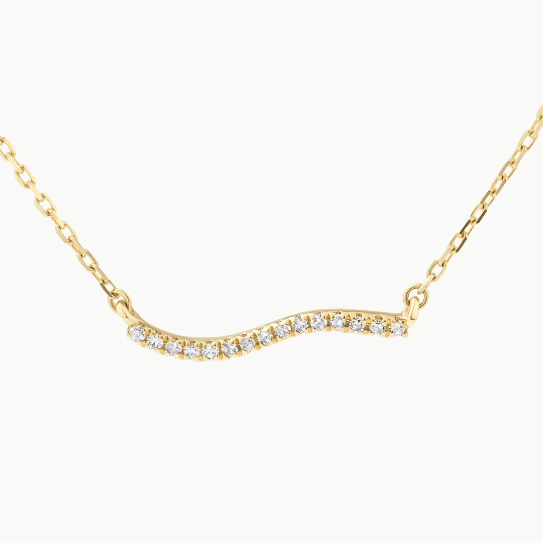 Medley Necklace Diamond Fine Wave Necklace in 10k Gold