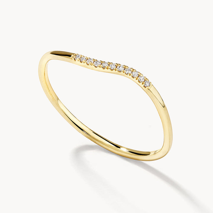 Diamond Fine Wave Stacker Ring in 10k Gold
