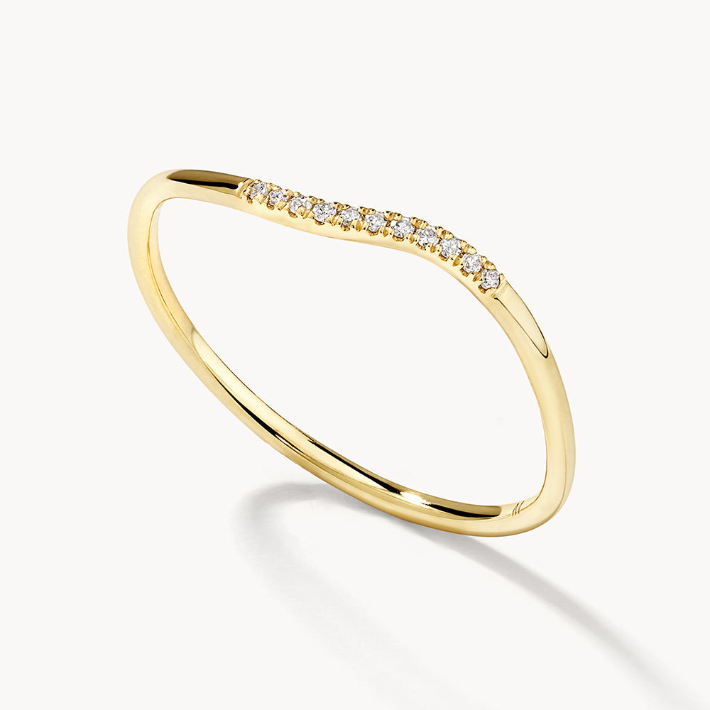 Medley Ring Diamond Fine Wave Stacker Ring in 10k Gold