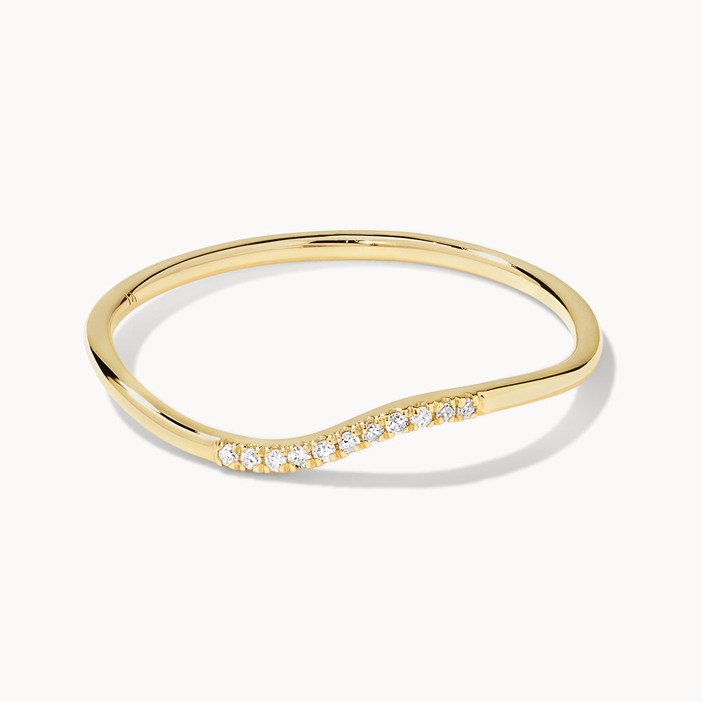 Medley Ring Diamond Fine Wave Stacker Ring in 10k Gold