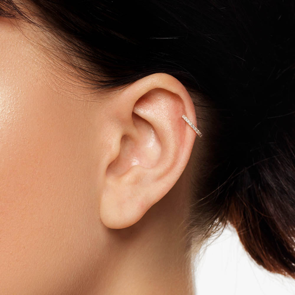 Diamond Helix Huggie Single Earring in 10k Rose Gold