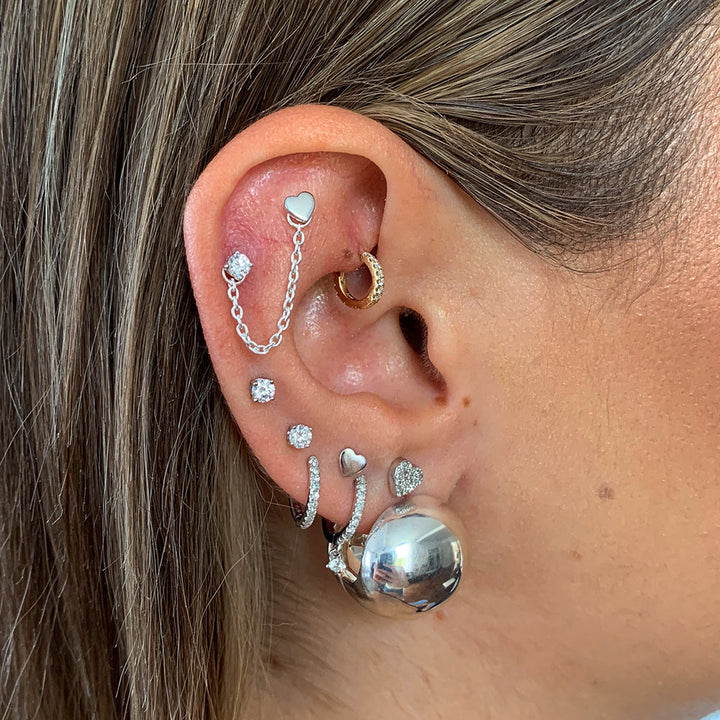 Medley Earrings Diamond Helix Huggie Single Earring in Silver