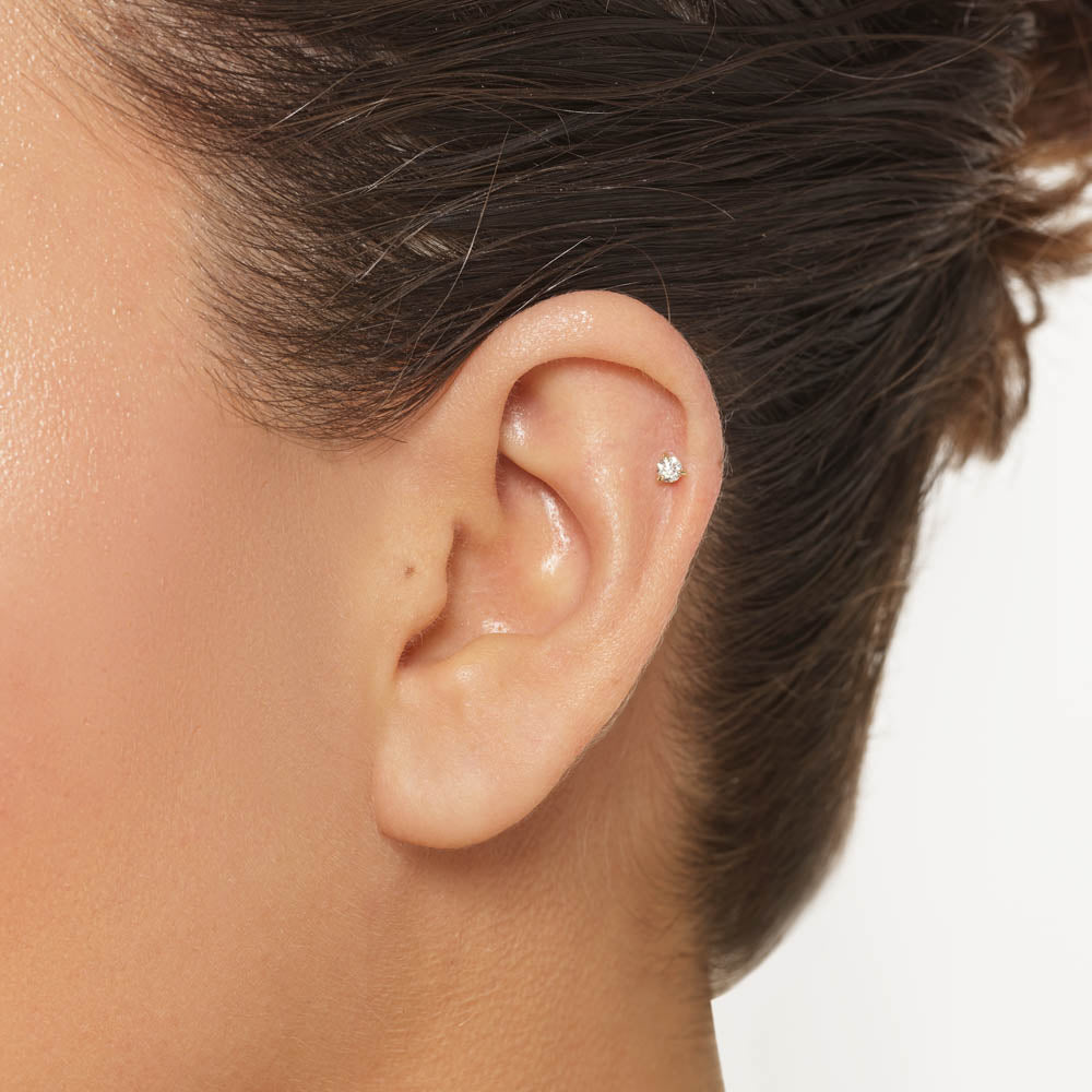 Diamond Helix Single Stud Earring in 10k Gold