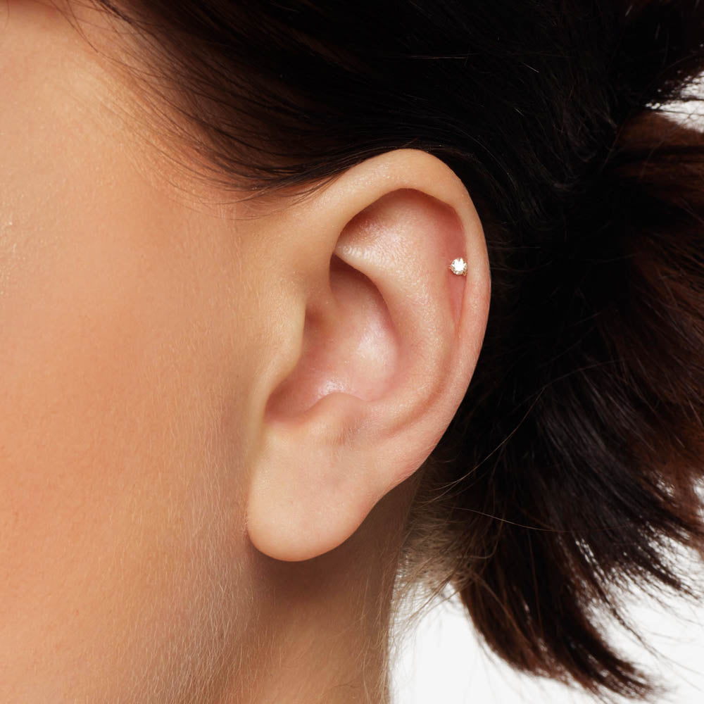 Medley Earrings Micro Diamond Helix Single Stud Earring in 10k Rose Gold