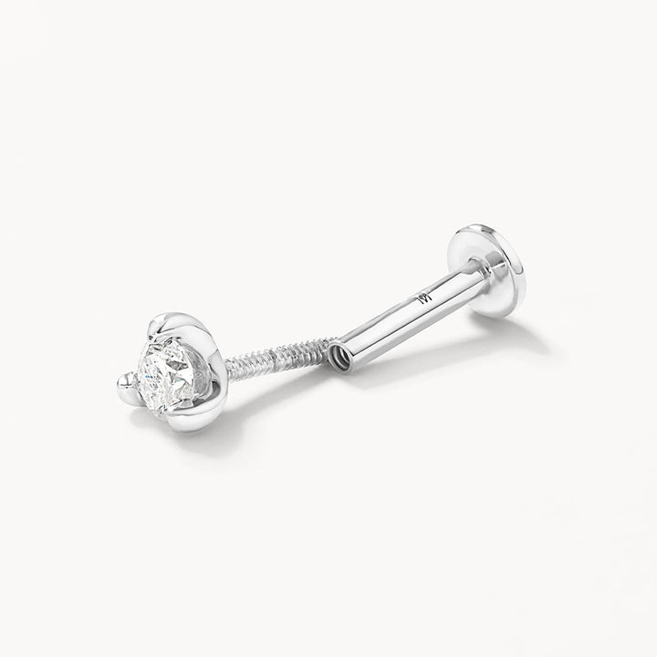 Diamond Helix Single Stud Earring in Silver