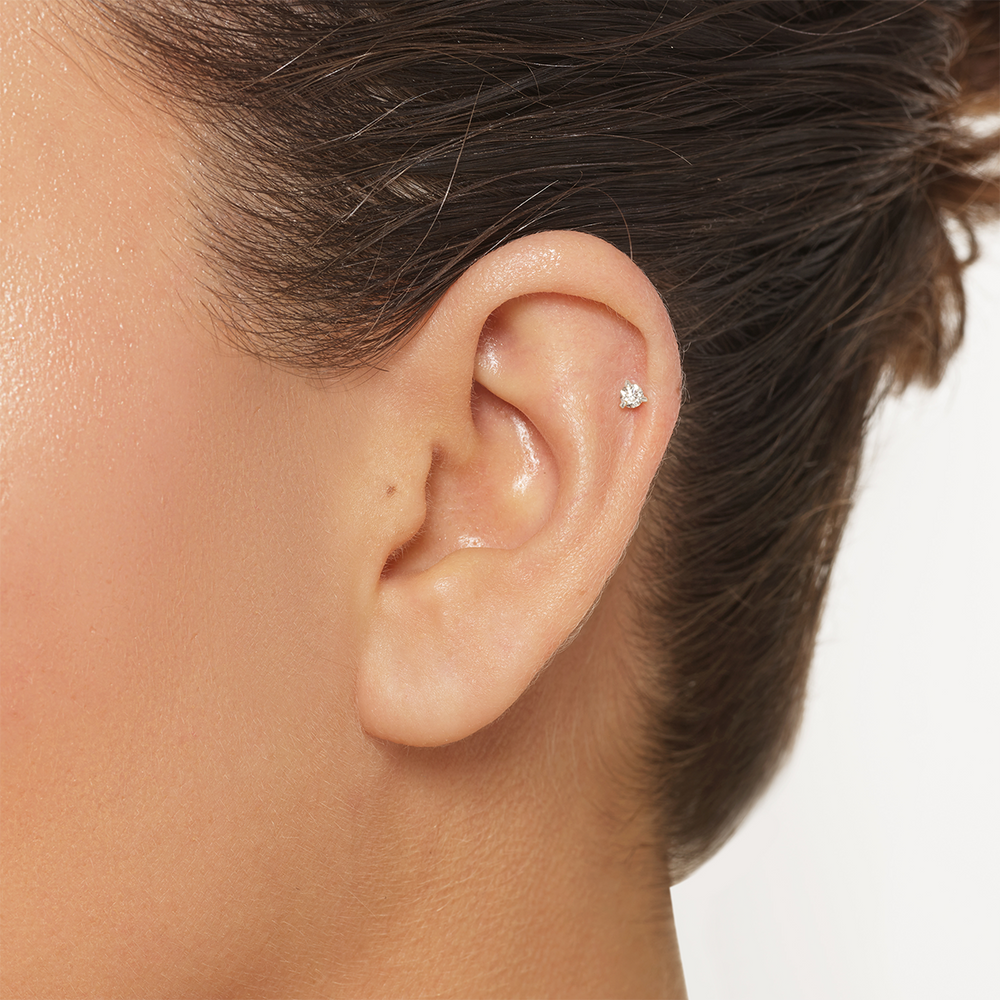 Medley Sets Diamond Helix Single Stud Earring in Silver