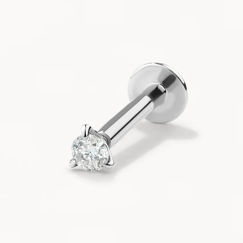 Diamond Helix Single Stud Earring in Silver
