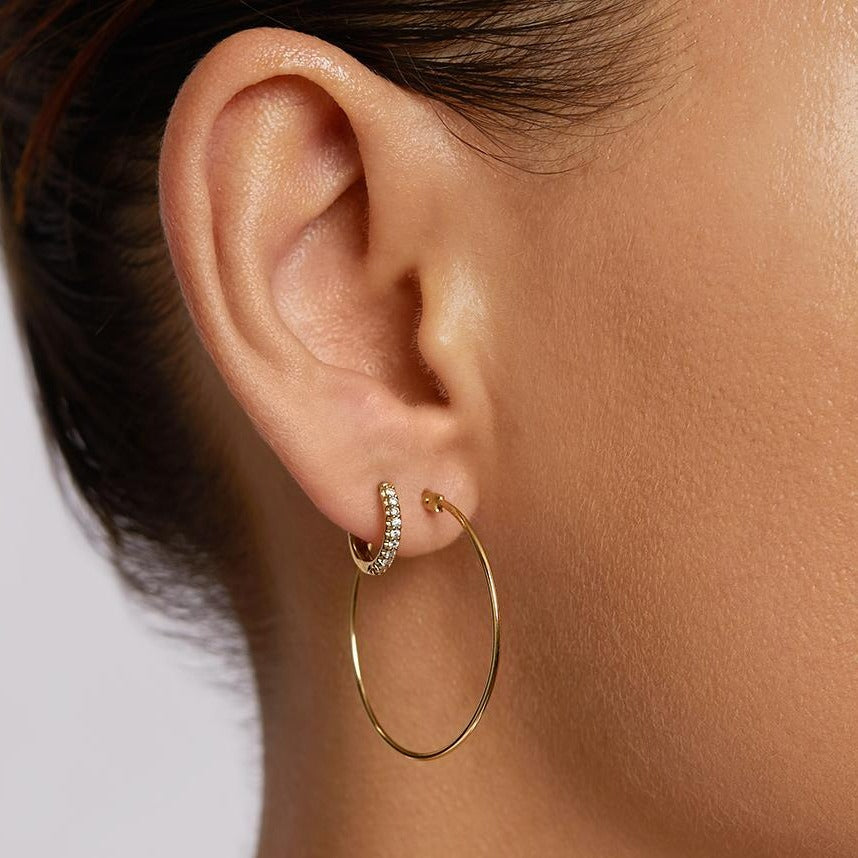 Medley Earrings Diamond Huggie Earrings in 10k Gold