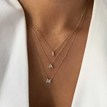 Buy Diamond Letter Necklace ,14K White Gold Diamond Initial Necklace,  Minimalist Letter L Necklace , Layering Necklace, All Letters Available  Online in India - Etsy