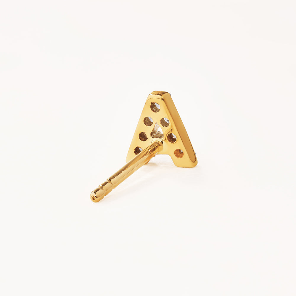Medley Earrings Diamond Letter A Single Stud Earring in 10k Gold