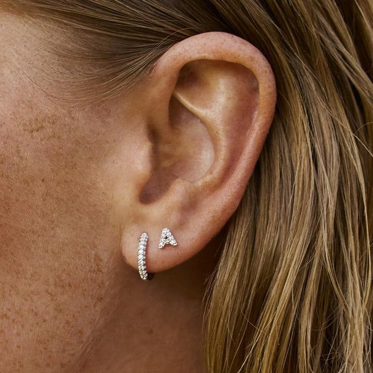 Medley Earrings Diamond Letter A Single Stud Earring in Silver