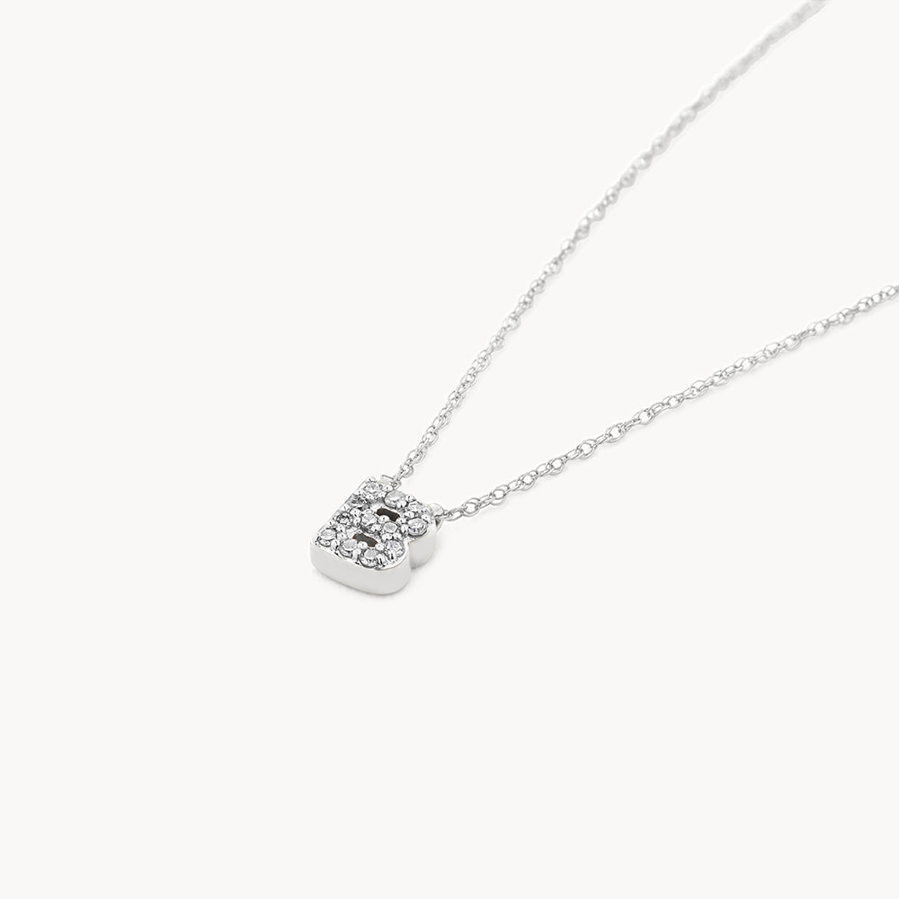 Medley Necklace Diamond Letter B Necklace in Silver