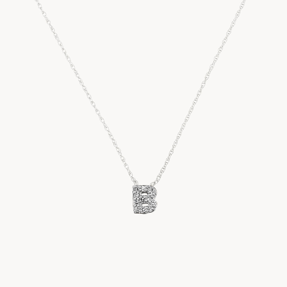 Medley Necklace Diamond Letter B Necklace in Silver