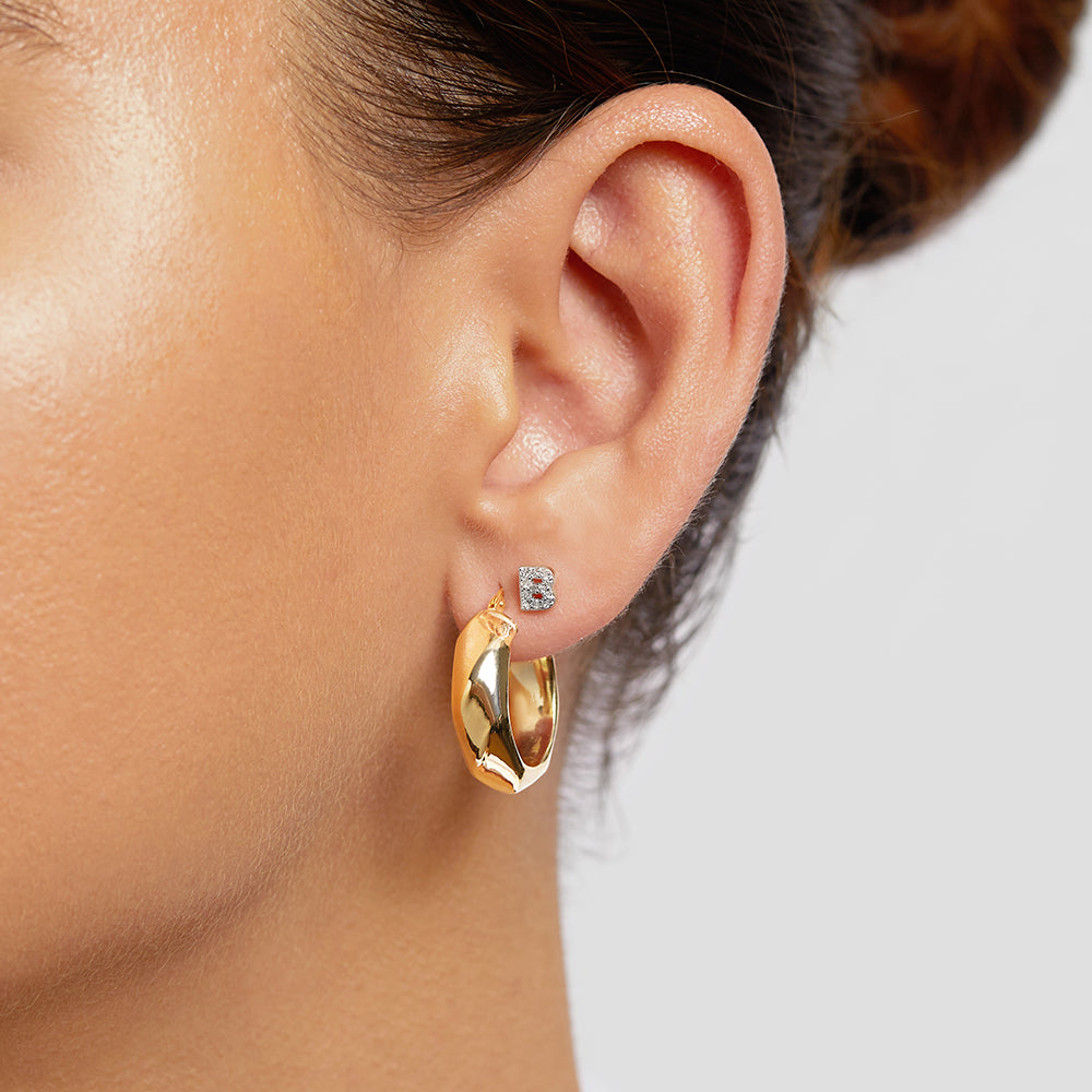 Medley Earrings Diamond Letter B Single Stud Earring in 10k Gold