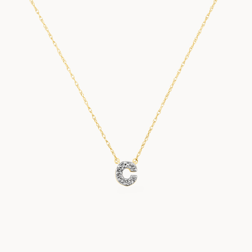 Medley Necklace Diamond Letter C Necklace in 10k Gold