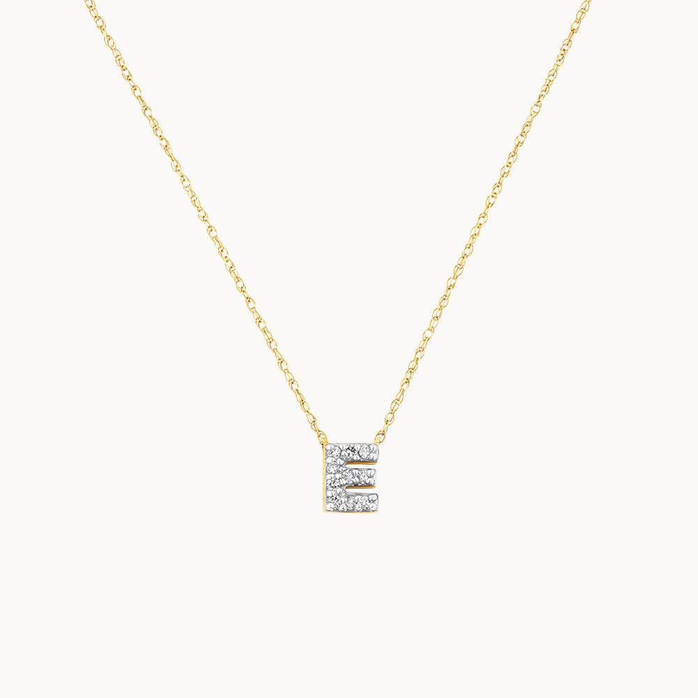 Medley Necklace Diamond Letter E Necklace in 10k Gold