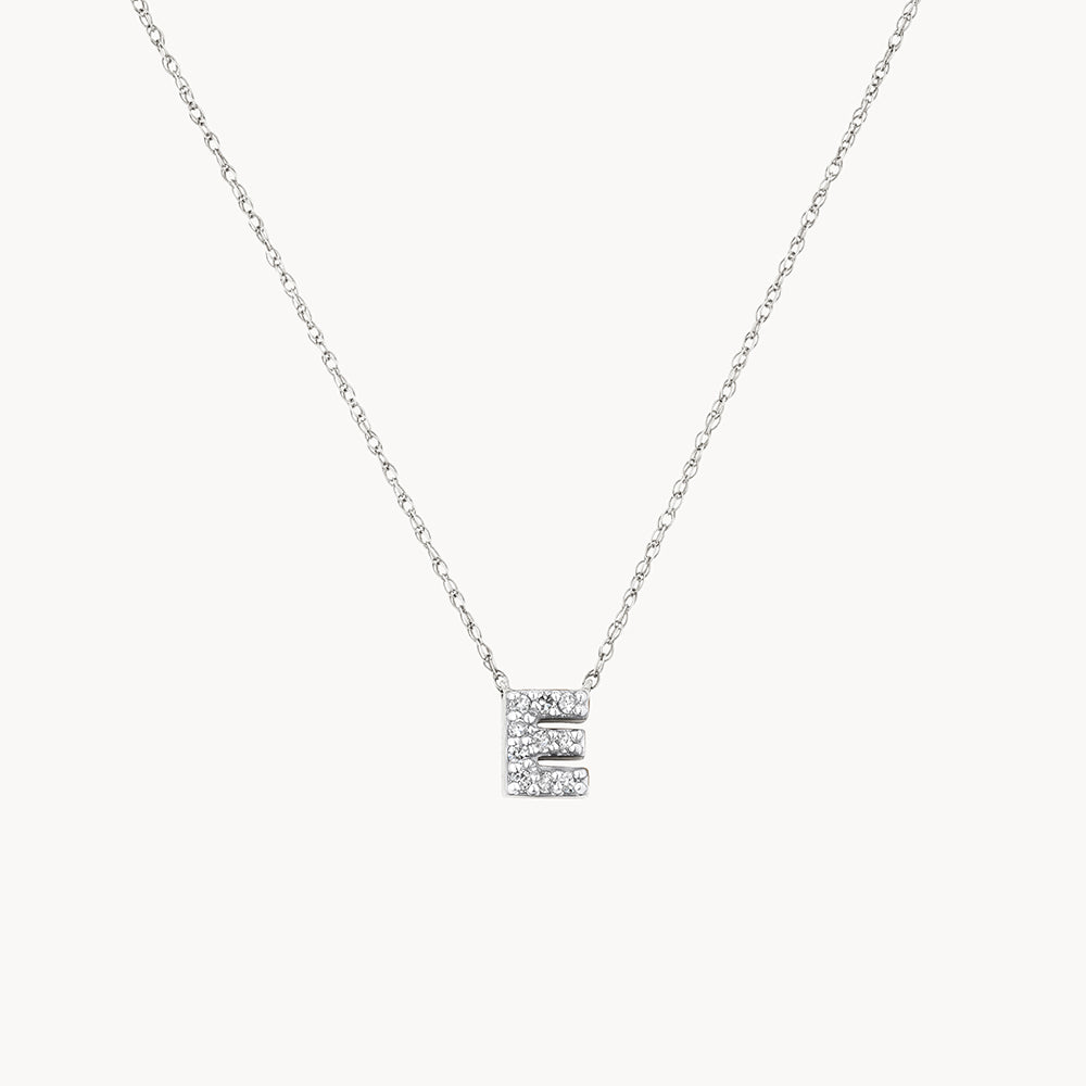 Medley Necklace Diamond Letter E Necklace in Silver