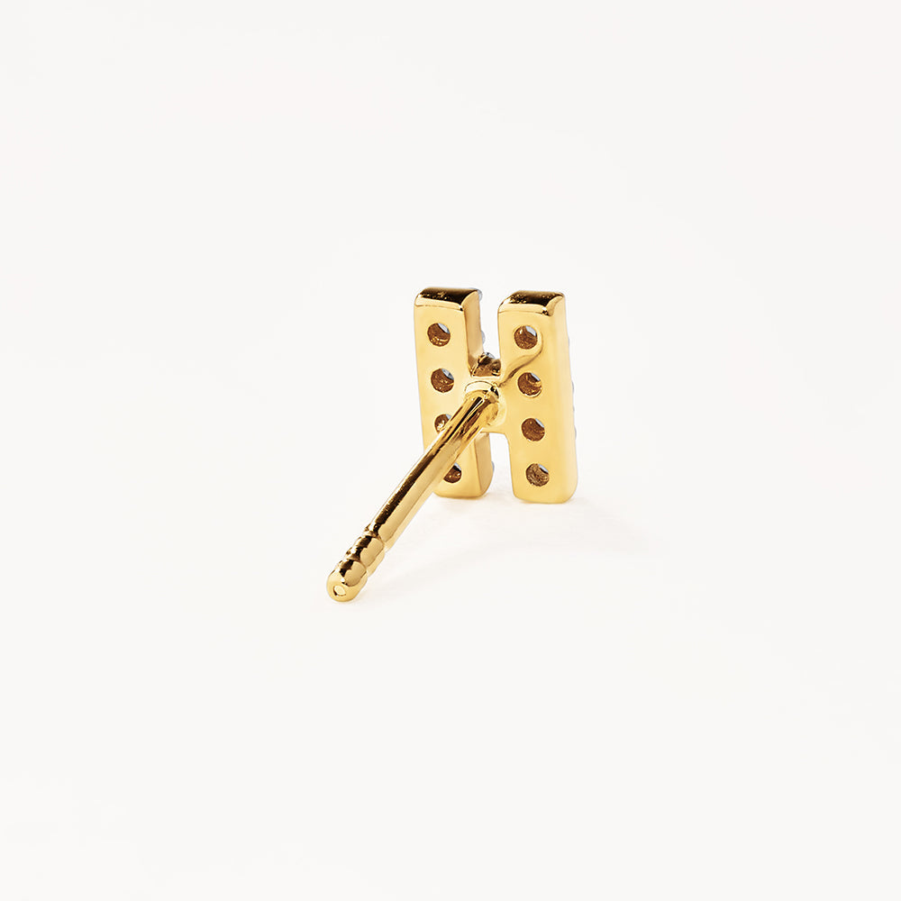 Medley Earrings Diamond Letter H Single Stud Earring in 10k Gold
