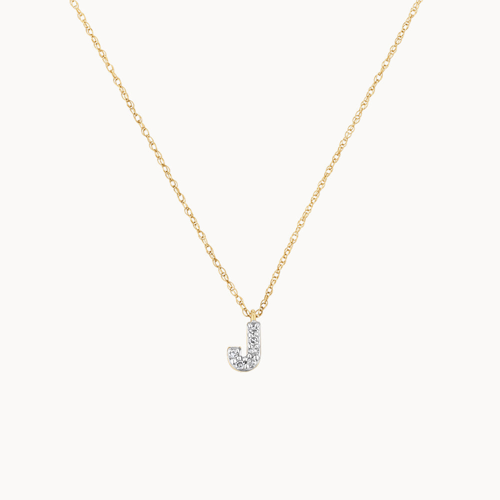 Medley Necklace Diamond Letter J Necklace in 10k Gold