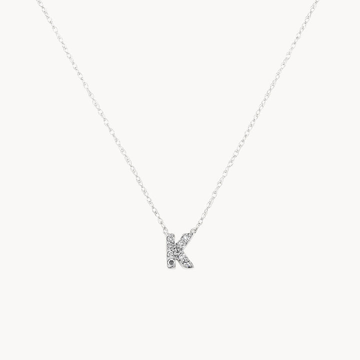 Diamond Letter K Necklace in Silver