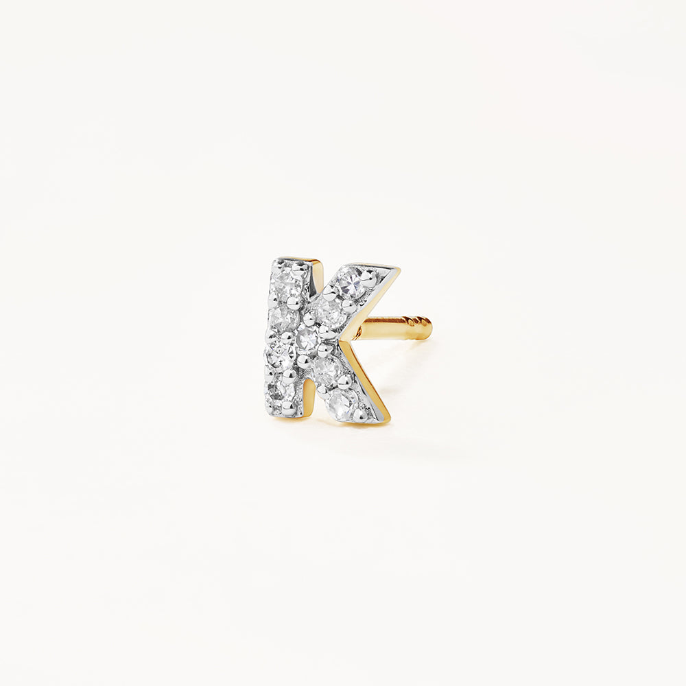 Medley Earrings Diamond Letter K Single Stud Earring in 10k Gold