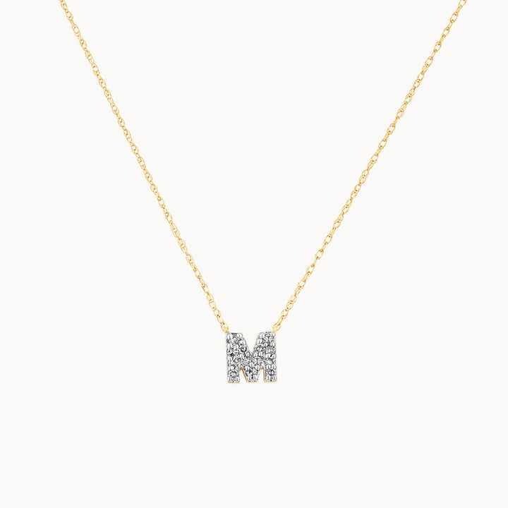 Medley Necklace Diamond Letter M Necklace in 10k Gold