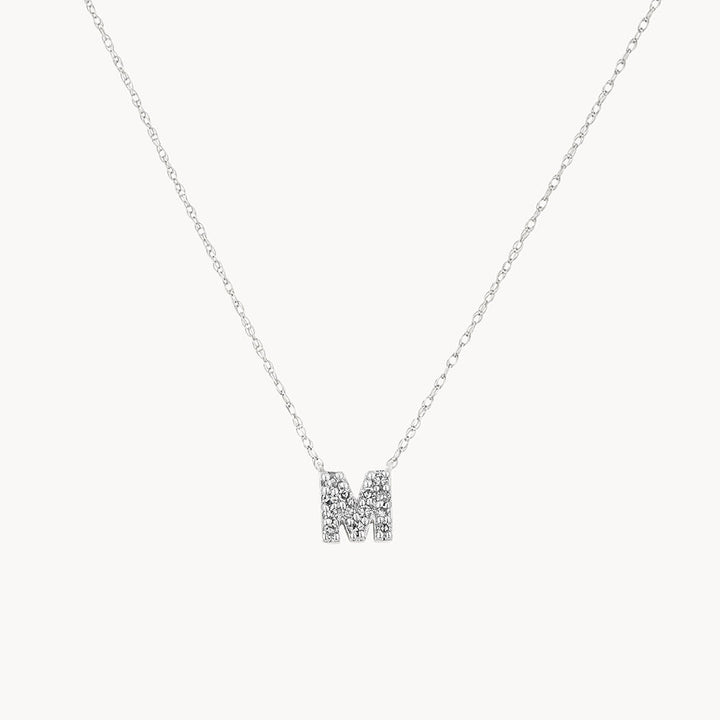 Medley Necklace Diamond Letter M Necklace in Silver