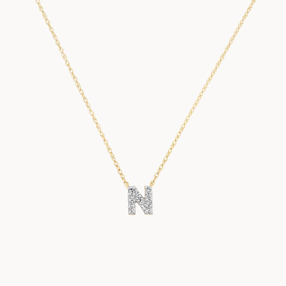Medley Necklace Diamond Letter N Necklace in 10k Gold