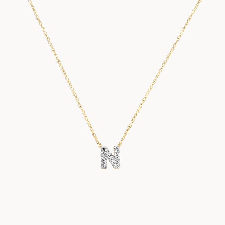 Medley Necklace Diamond Letter N Necklace in 10k Gold