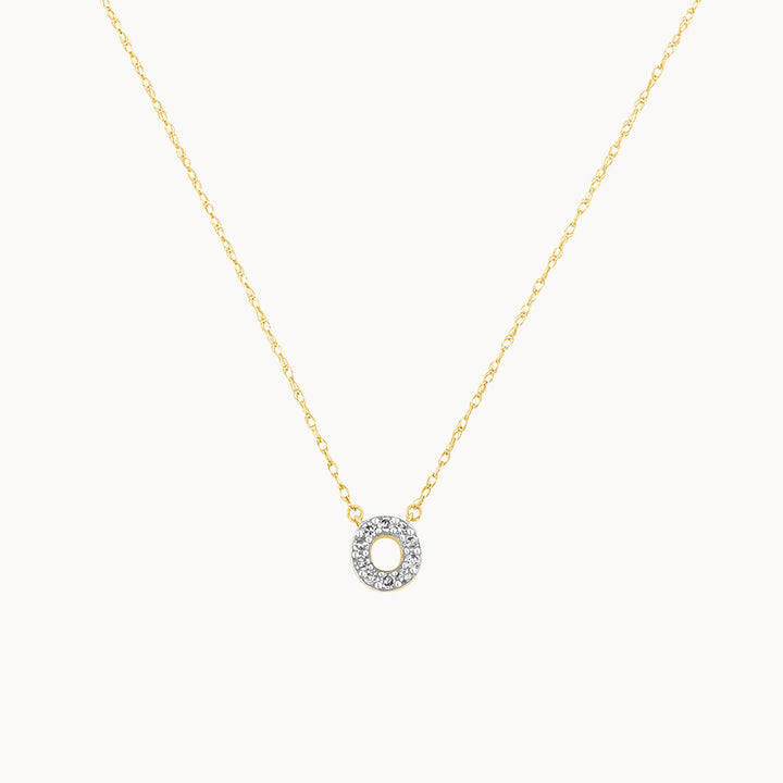 Diamond Letter O Necklace in 10k Gold