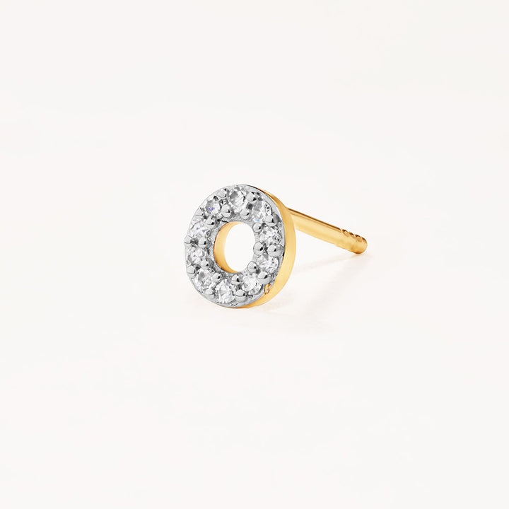 Medley Earrings Diamond Letter O Single Stud Earring in 10k Gold