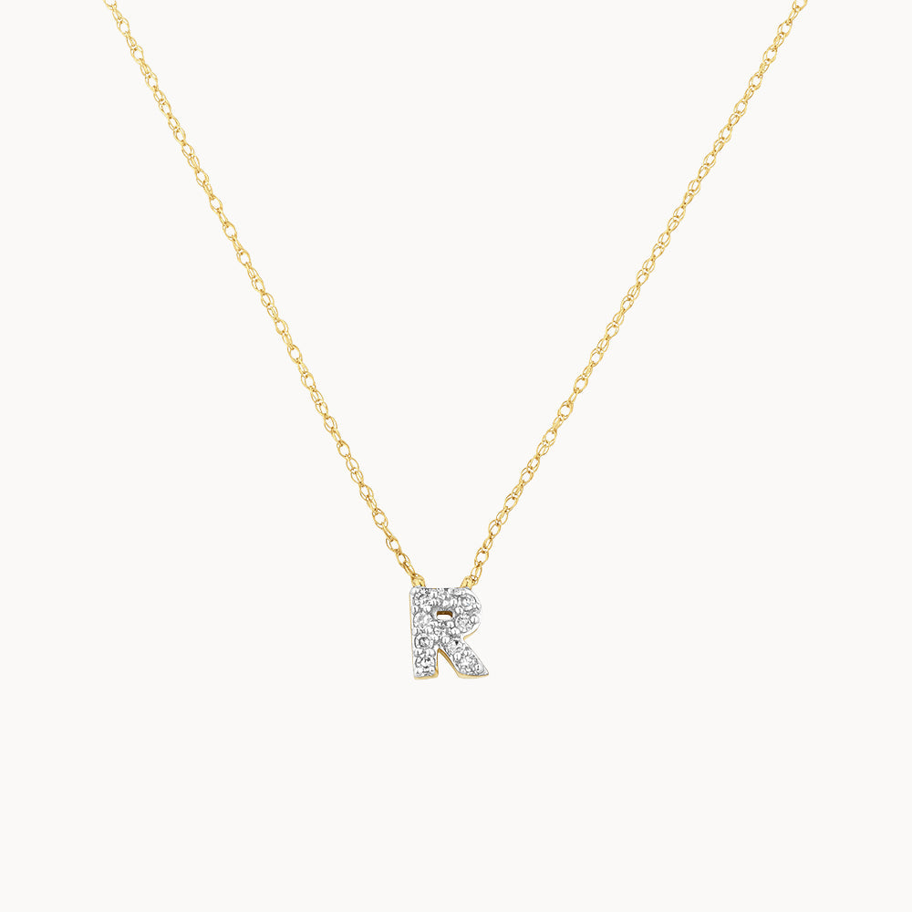 Diamond Letter R Necklace in 10k Gold | Medley Jewellery