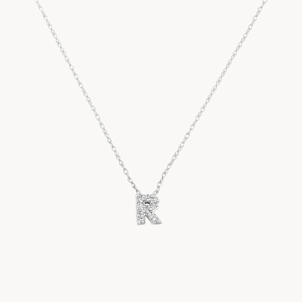 Medley Necklace Diamond Letter R Necklace in Silver