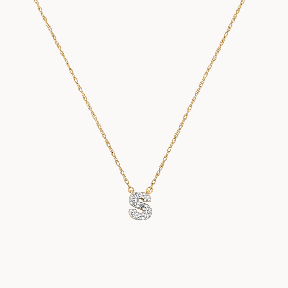 Medley Necklace Diamond Letter S Necklace in 10k Gold