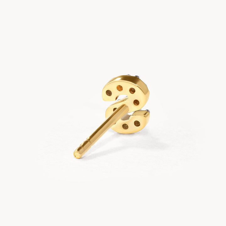 Medley Earrings Diamond Letter S Single Stud Earring in 10k Gold