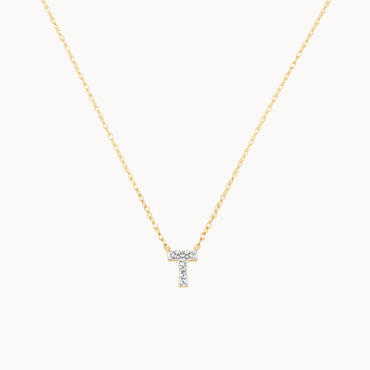 Medley Necklace Diamond Letter T Necklace in 10k Gold