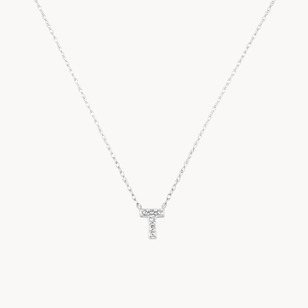 Medley Necklace Diamond Letter T Necklace in Silver