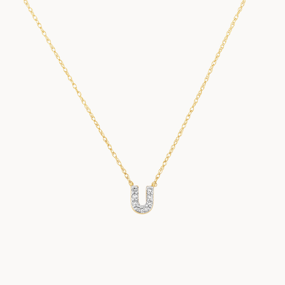 Medley Necklace Diamond Letter U Necklace in 10k Gold
