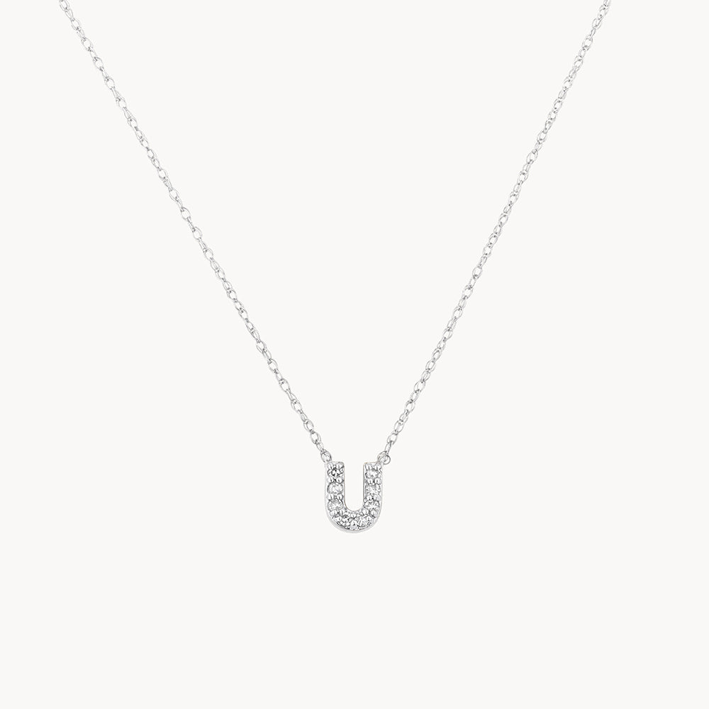 Medley Necklace Diamond Letter U Necklace in Silver