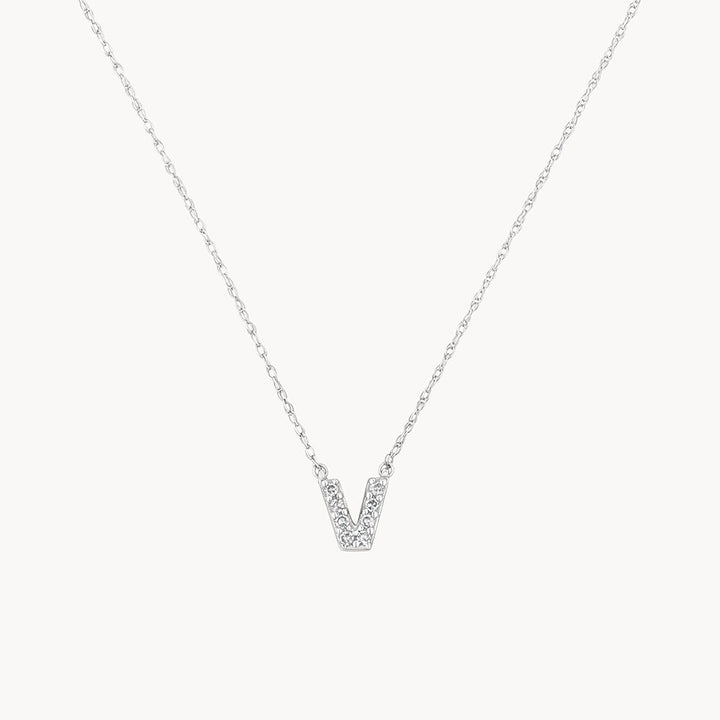 Medley Necklace Diamond Letter V Necklace in Silver