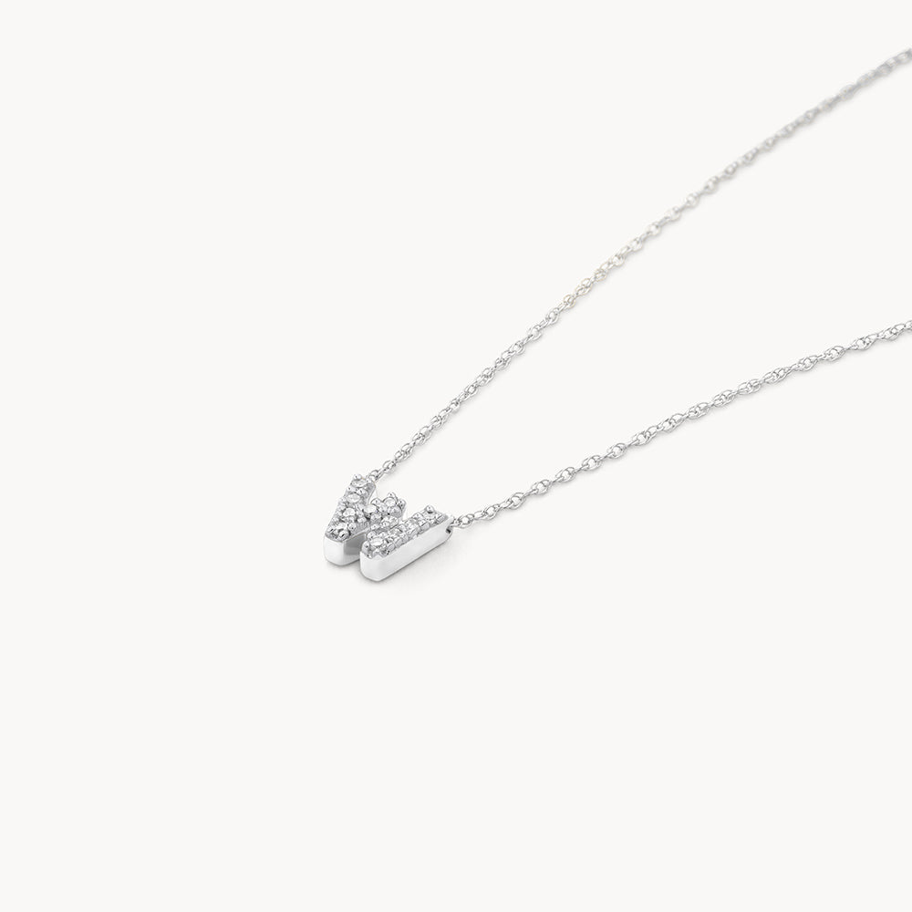 Medley Necklace Diamond Letter W Necklace in Silver